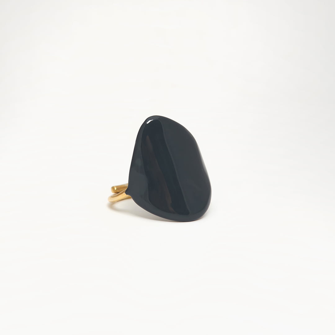 Ασημένιο Δαχτυλίδι Votsalo 8- Σμάλτο Μαύρο