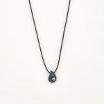 Ασημένιο Κολιέ Λαχούρι-Eye- Σμάλτο Ανθρακί