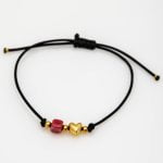 Μεταλλικό Βραχιόλι Καρδιά-Κεραμική Κόκκινη Χάντρα