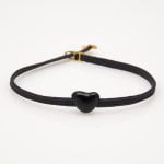 Ασημένιο Βραχιόλι "Kardia mou"- Σμάλτο Μαύρο