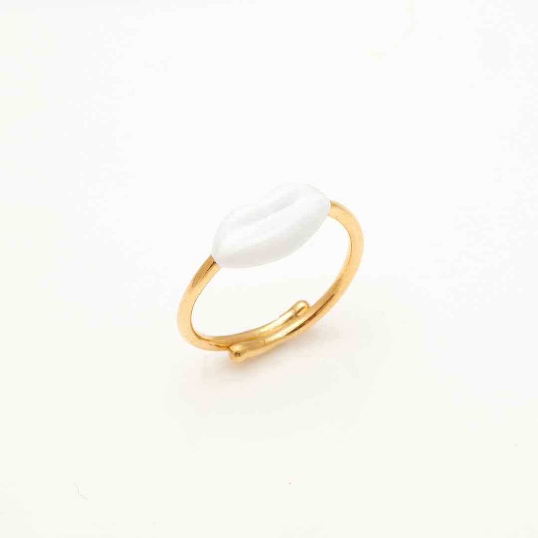 Ασημένιο Δαχτυλίδι Lips- Σμάλτο Λευκό