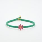 Ασημένιο Βραχιόλι White Daisy Spring- Σμάλτο Ροζ