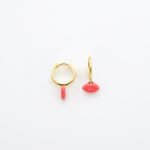 Ασημένια Σκουλαρίκια Lips Hoops- Σμάλτο Persimmon