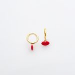 Ασημένια Σκουλαρίκια Lips Hoops- Σμάλτο Red