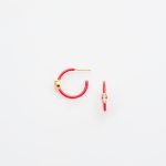 Ασημένια Σκουλαρίκια Elegant Hoops- Σμάλτο Cherry Tomato