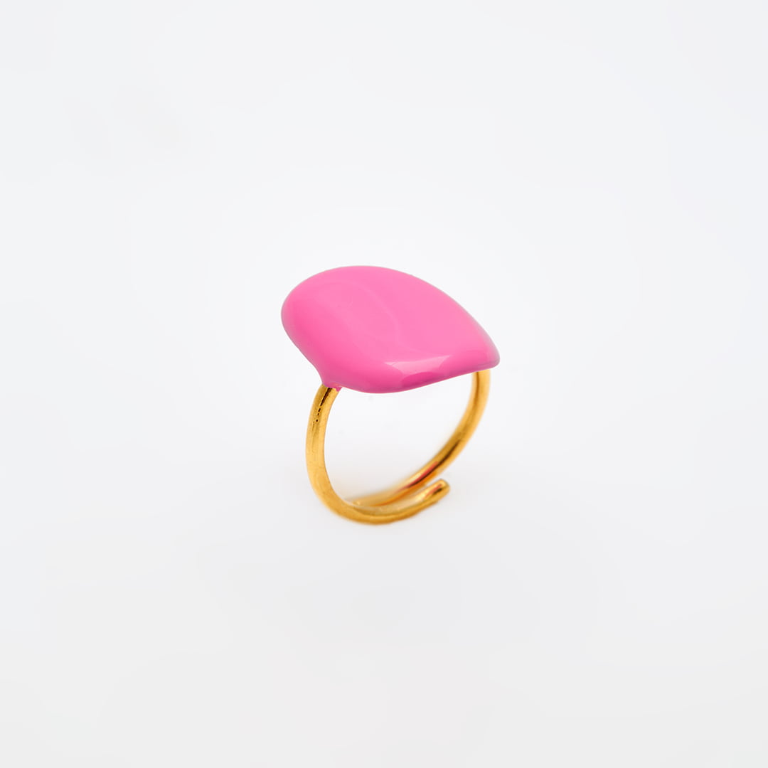 Ασημένιο Δαχτυλίδι Votsalo 05- Σμάλτο Pink Cosmos