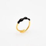 Ασημένιο Δαχτυλίδι Wave- Σμάλτο Black