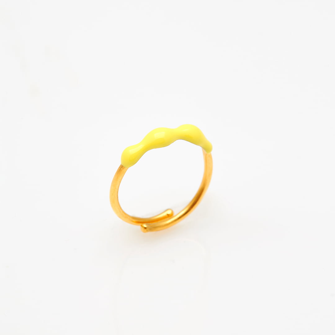 Ασημένιο Δαχτυλίδι Wave- Σμάλτο Blazing Yellow