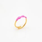 Ασημένιο Δαχτυλίδι Wave- Σμάλτο Pink Cosmos