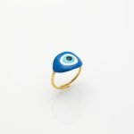 Ασημένιο Δαχτυλίδι Votsalo Eye- Σμάλτο Electric Blue Lemonade