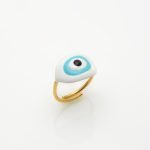 Ασημένιο Δαχτυλίδι Votsalo Eye- Σμάλτο White