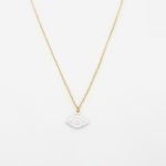 Ασημένιο Κολιέ Eye- Stamp Σμαλτο White