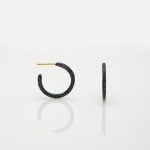 Ασημένια Σκουλαρίκια Hoops- Σμάλτο Charcoal/ Glitter