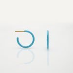 Ασημένια Σκουλαρίκια Hoops- Σμάλτο Light Blue/ Glitter