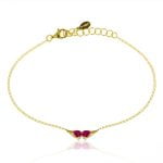 Ασημένιο Βραχιόλι Double Feather- Red