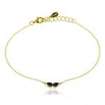 Ασημένιο Βραχιόλι Double Feather- Black