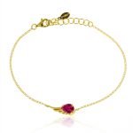 Ασημένιο Βραχιόλι Feather- Red