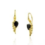 Ασημένιο Σκουλαρίκι Feather- Black