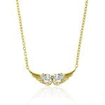 Ασημένιο Κολιέ Double Feather- White