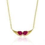 Ασημένιο Κολιέ Double Feather- White