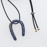 Ασημένιο Κολιέ Petal Σμλάτο Glitter- Μπλε Σκούρο