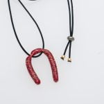 Ασημένιο Κολιέ Petal Σμλάτο Glitter- Κερασί