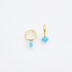 Ασημένια Σκουλαρίκια "Kardia mou" Hoops- Σμάλτο Airy Blue