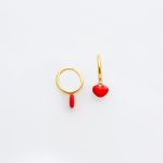 Ασημένια Σκουλαρίκια "Kardia mou" Hoops- Σμάλτο Red