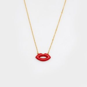 "Bold Lips" Κολίε Ασήμι 925- Σμάλτο